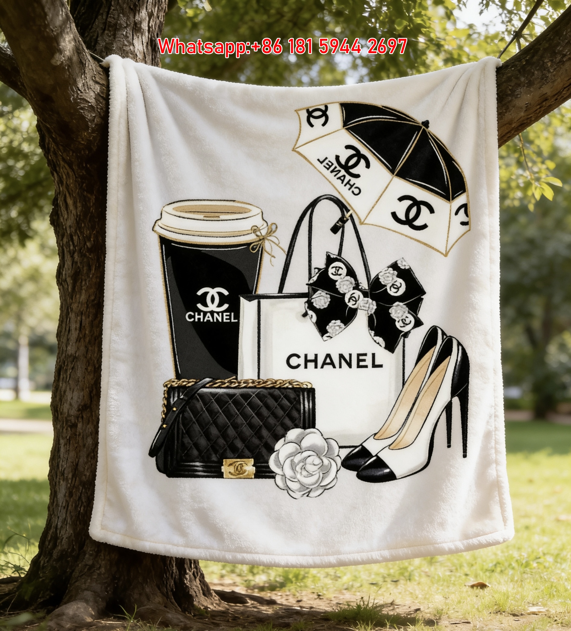 Chanel Fashion Essentials Flannel Sofa Throw Blanket IMG_6731